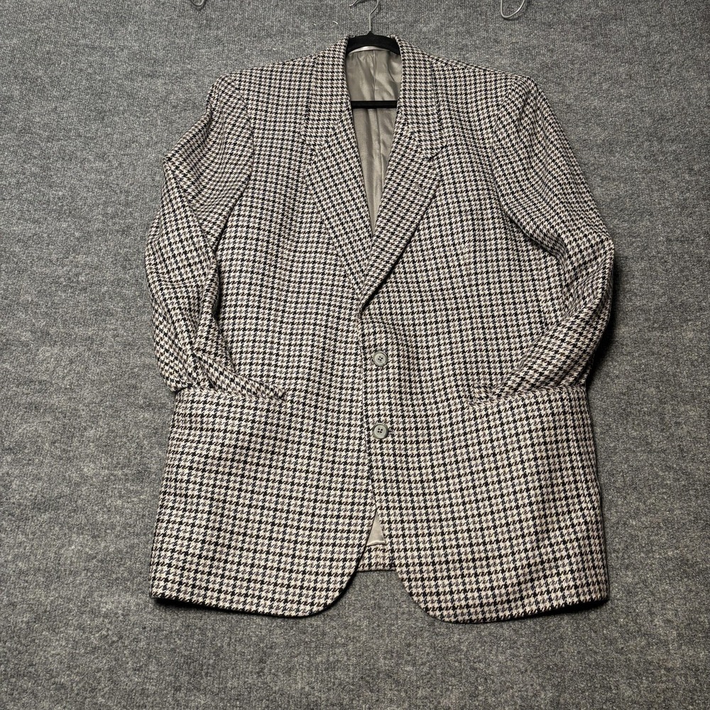 British Tailor Blazer Mens Large Gray Houndstooth Tweed Sport Coat Peter So - Picture 9 of 16